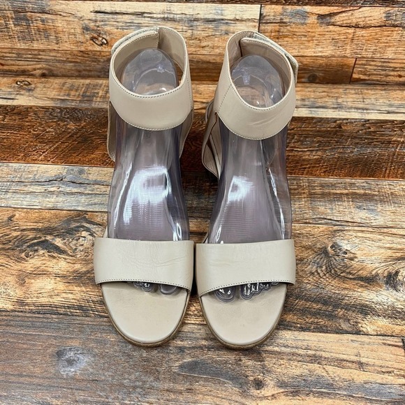 VINCE Josslyn Nude Leather Wooden Block Heel Sandals Ankle Strap Women's 8.5 - Picture 6 of 10